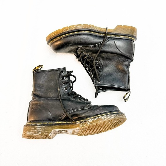 Dr. Martens Leather Combat Boot Black Lace Up Size 6 UK4 - Picture 5 of 7